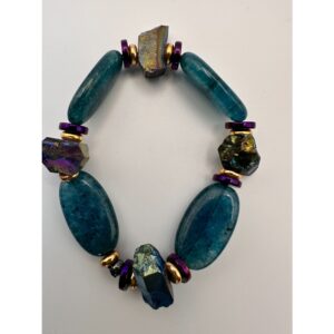 Colorful beaded bracelet with blue and purple stones.